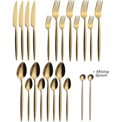 Ensemble de couverts en acier inoxydable 18/10 18 pièces, 20 pièces polies miroir, coutellerie moderne pour 4