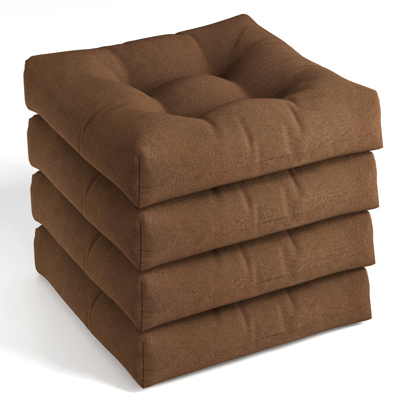 Set of 4 21'' x 21'' Chair Seat Cushion Pads Patio Beige Brown, Brown, 4