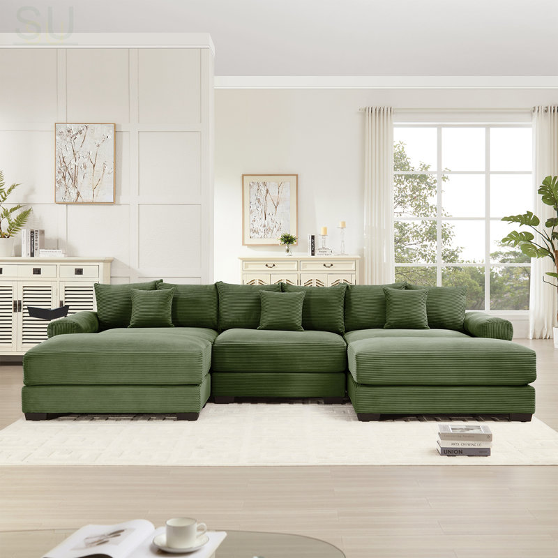 Très grand canapé modulaire 130 po Cloud, Vert, H 34,23 po x l 129,92 po x P 59,42 po