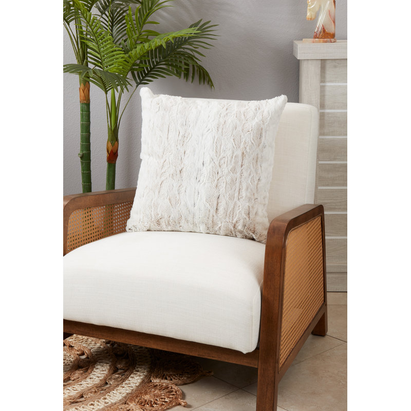 Oversized Off-White Faux Fur Square Throw Pillow