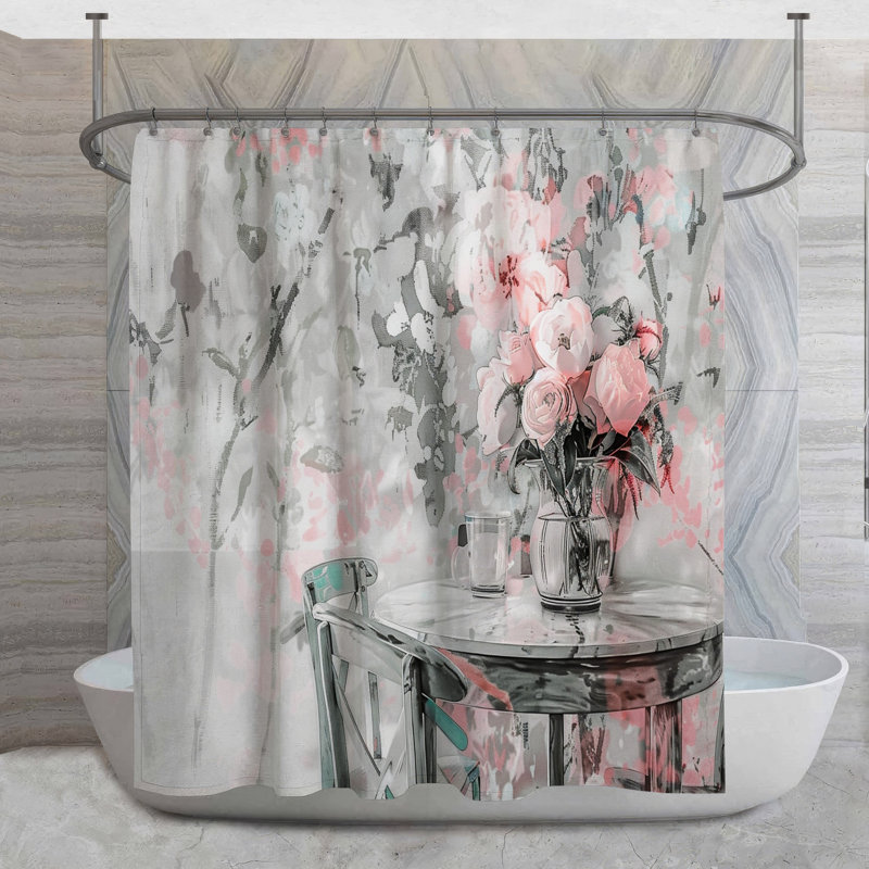 Rideau de douche Floral Vase, H 84 po x l 70 po