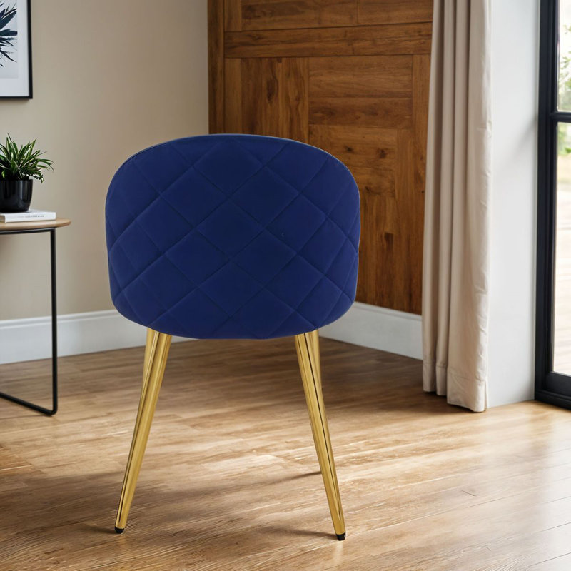 Velvoro Luxurious Dining Chair With Gold Legs, Blue, 4