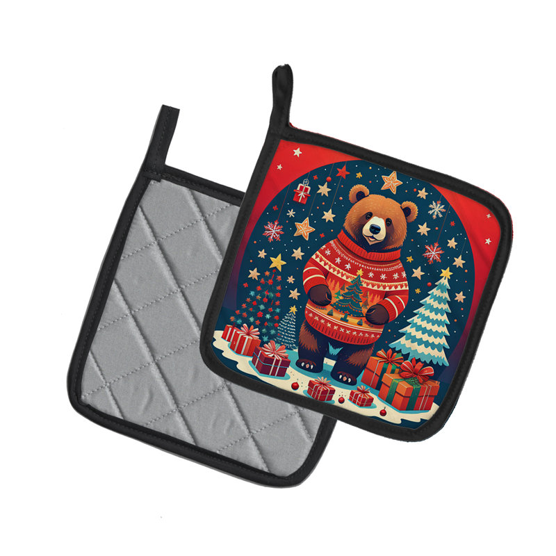 Paire de porte-casseroles Bear Christmas