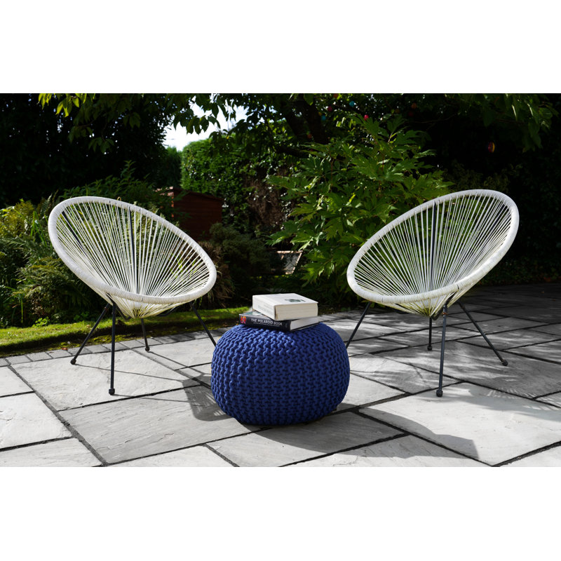 Cattaraugus Upholstered Outdoor Ottoman, Blue