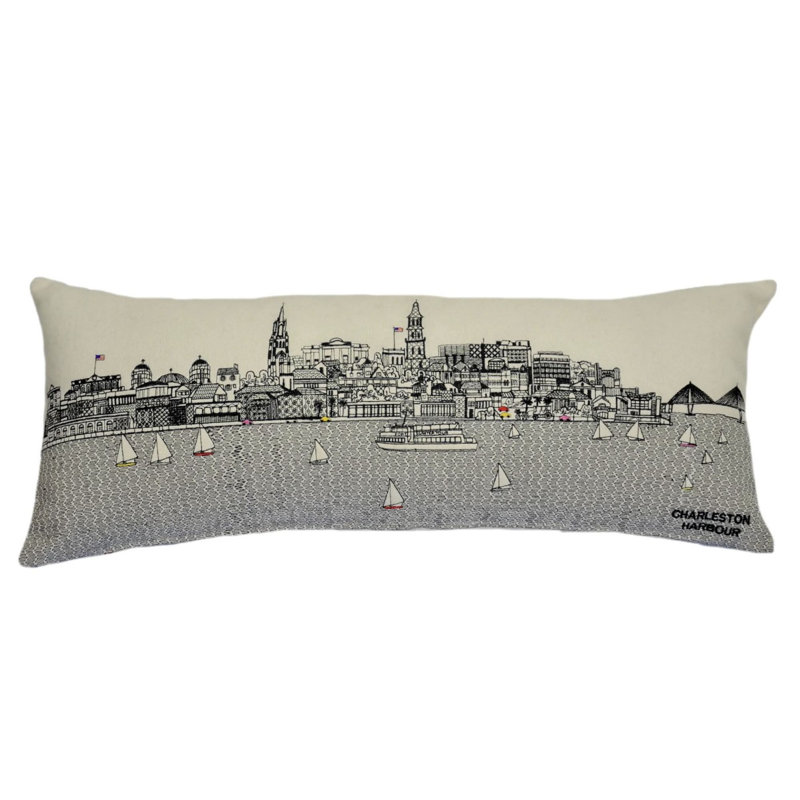 Coussin lombaire 24 po NYC, Blanc / gris