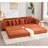 110.75" Modular L Shaped Sofa, Corduroy Fabric Sectional Couch,With A Movable Footstool, Cup Holders,Bring 8 Throw Pillows,Side Pocket,Unfold Into A Bed-1298719802