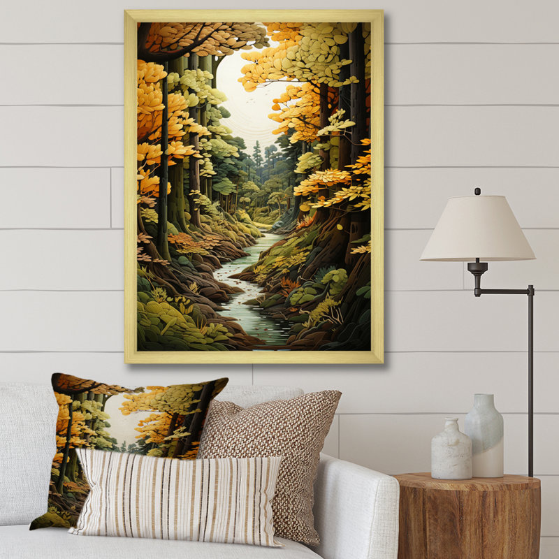 «Bold Enchanted Forest Captures I», reproductions d'art mural paysage et nature, H 32 po x l 16 po x P 1 po, Encadrement doré