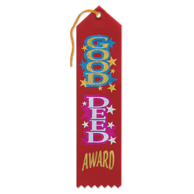Good Deed Award Ribbon - 2" x 8" - Pack of 6