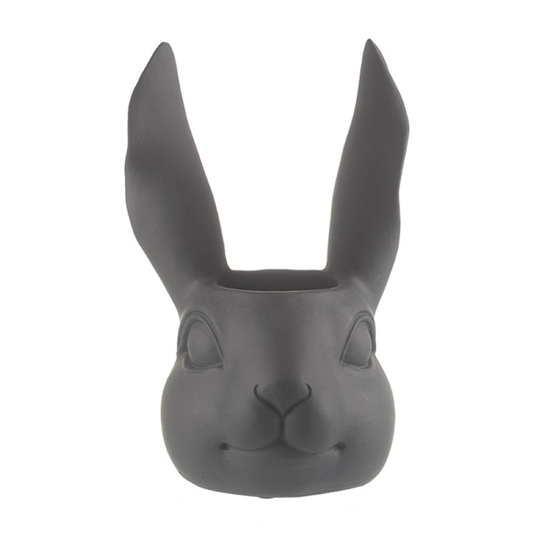 White Bunny Head Pot, Black