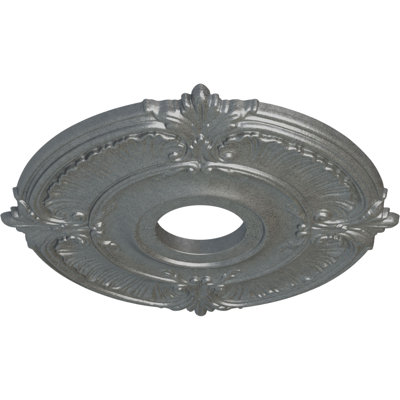 Endurathane Attica Ceiling Medallion, 18"OD x 4"ID x 5/8"P (Fits Canopies up to 5"), Hand-Painted Platinum Finish