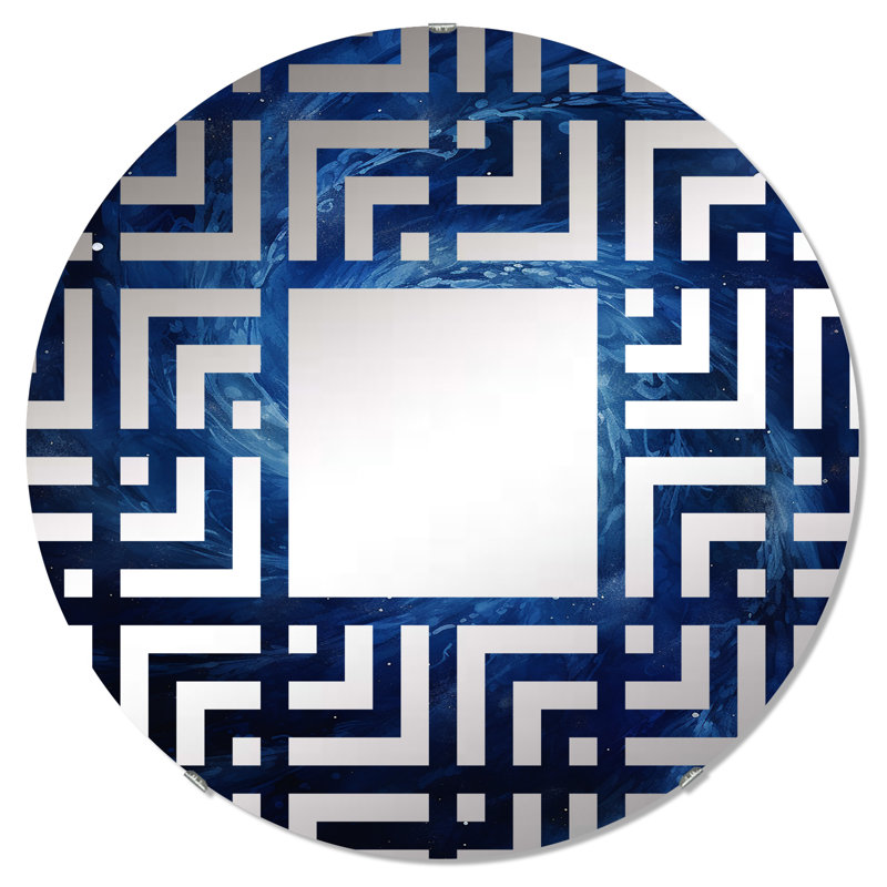 Miroir décoratif bleu à spirale ondulée IV - Maze MIR106186 C, 23,6 po x 23,6 po