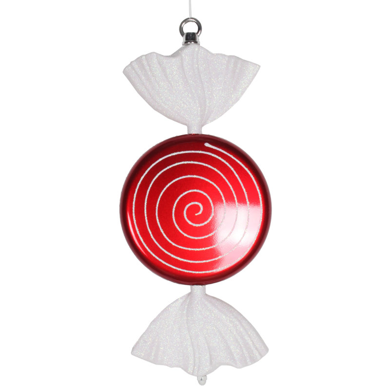 Ornement 13 "bonbon scintillant, Rouge / Blanc