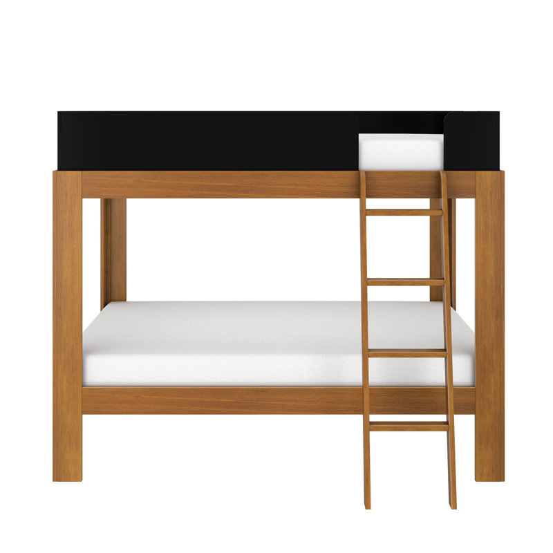 Ambur Kids Full over Full Bunk Bed, Pecan/Black