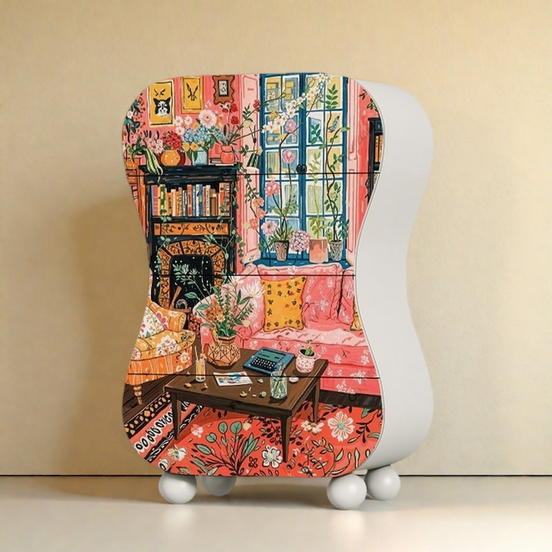 Commode d'appoint de rangement moderne à quatre tiroirs, Ivoire ivoire