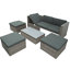 Ensemble de meubles de patio, canapé de patio en osier 5 pièces avec coussins, repose-pieds et table basse à plateau relevable