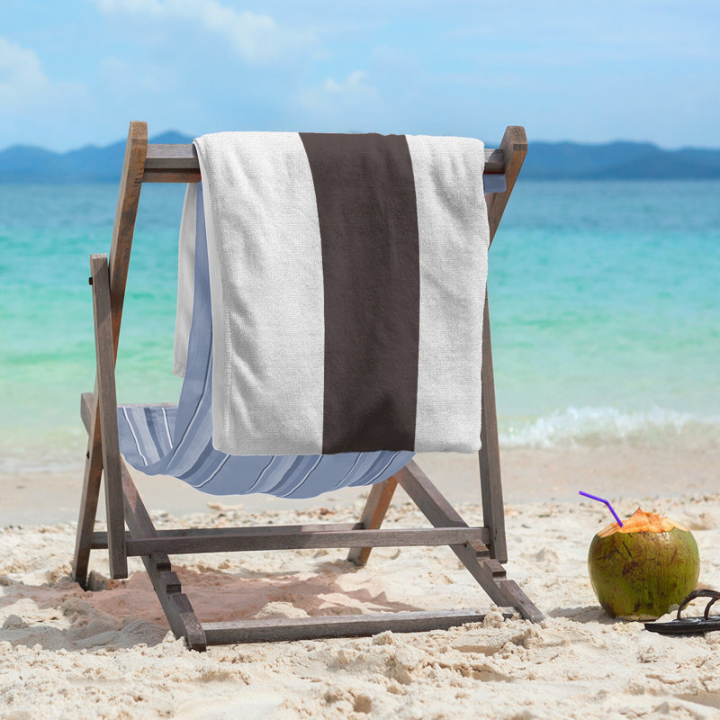 Cleveland Beach Towel, White/Dark Brown
