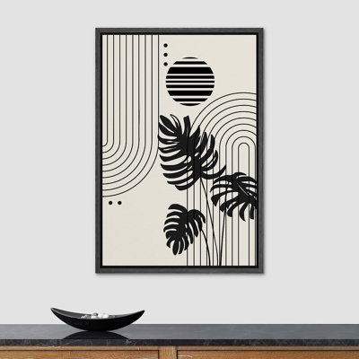 «Geometric Striped Polygon Tropical Palm Leaf», reproduction sur toile flottante