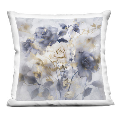 Ferns & Leaves on Black Design by Phillipa Katz Throw Pillow