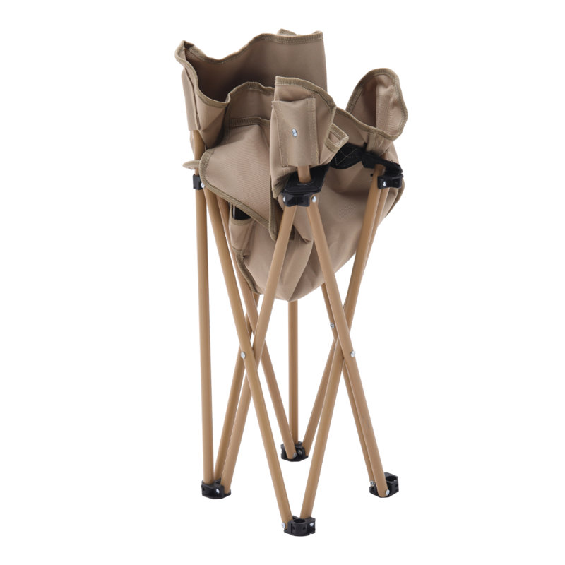 Outdoor Portable Folding Camping Chair, Khaki Cushion/Gold Frame