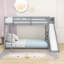 Lit superposé double au-dessus de double avec échelle, glissoire et tablettes de rangement-712138879