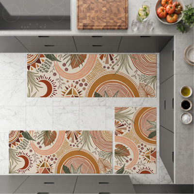 Boho Swirls Non-Slip Washable Kitchen Mats