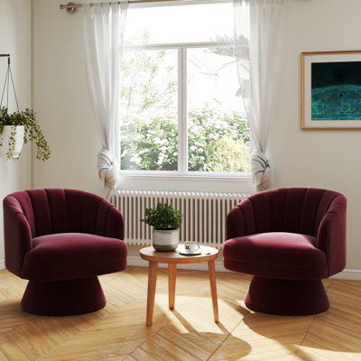 Murrow Velvet Swivel Barrel Chair(Set of 2)