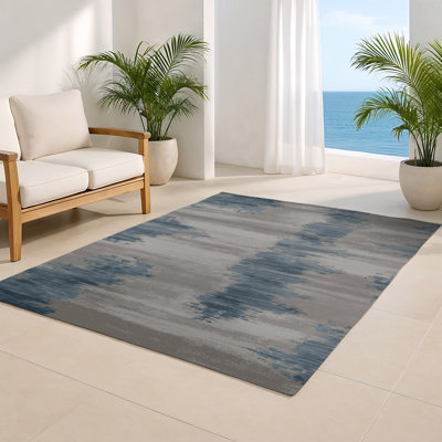 Abstract Gray Indoor and Outdoor Area Rug