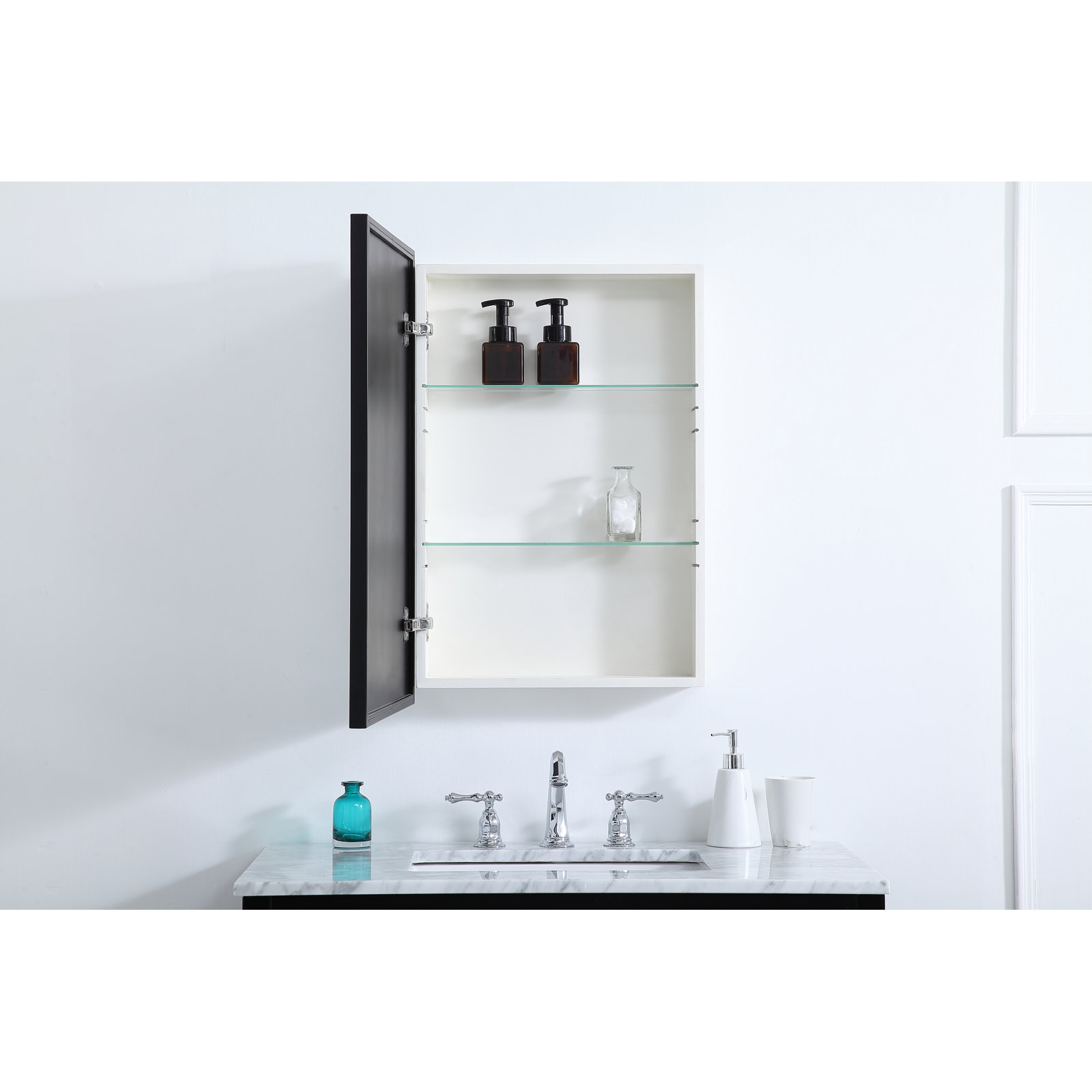 Clapp Surface Medicine Cabinet, Black, 28" H x 20" W x 5" D