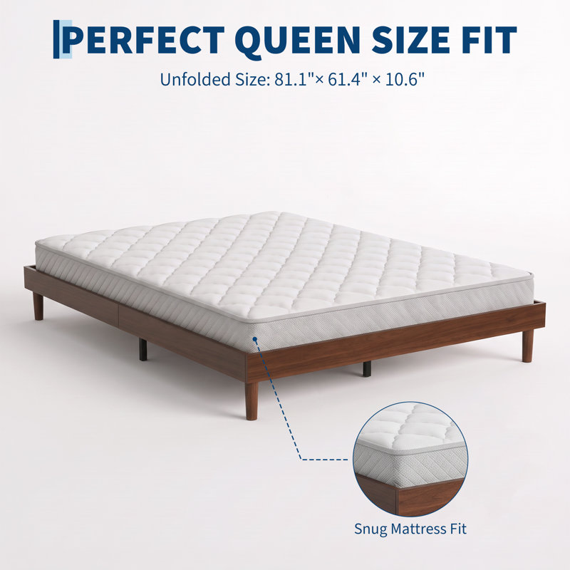 Lit plateforme en bois, format Queen, avec sommier à lattes, sans sommier tapissier, structure stable pour chambre à coucher, marron