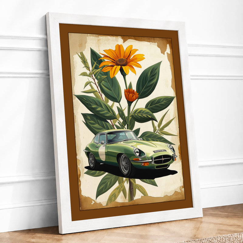 Flower and Machine Eclectic - Framed Print, A3 - 42.0 x 29.7 cm, White