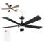 52 in. Matte Black LED Light Ceiling Fan with Remote Control and Reversible Blades