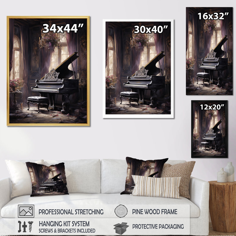 Gothic Piano Grandeur - impressions sur toile de piano, Toile tendue, H 40 po x l 30 po