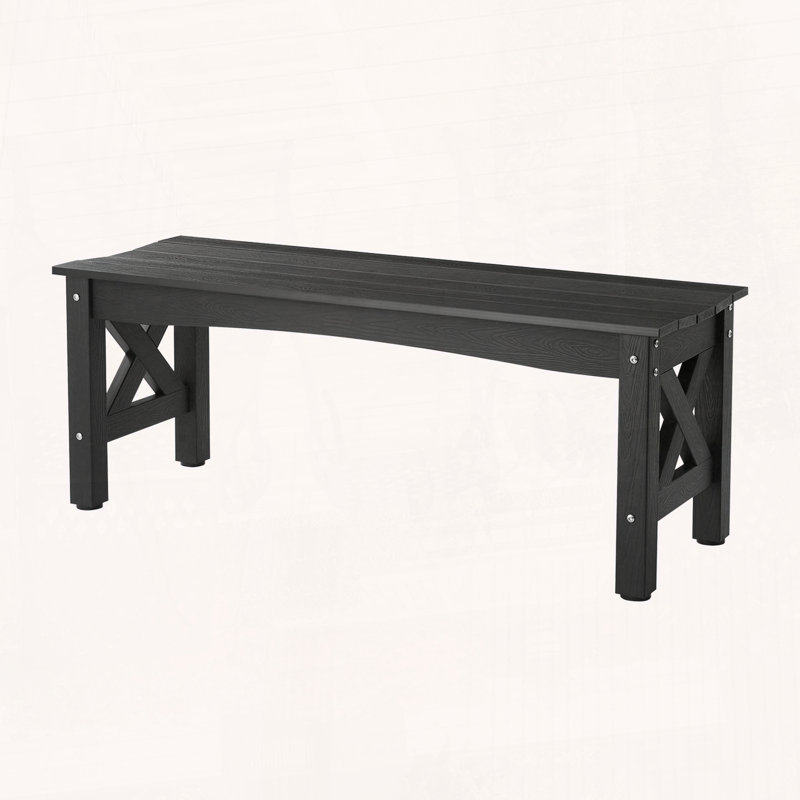 44.5 Weatherproof Plastic Bench with Wood-Look Finish