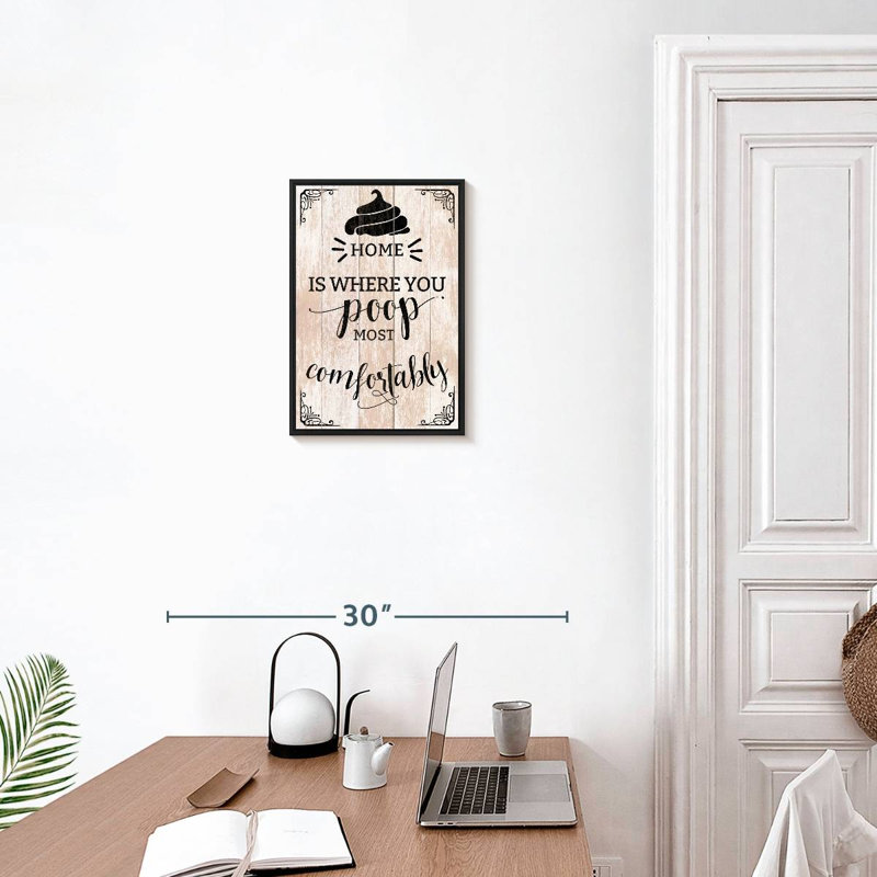 Home Poop Typographie, 13 po x 19 po, Cadre flottant noir