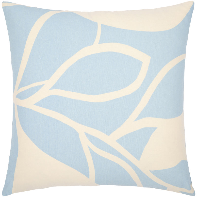 Abstract Cotton Pillow Cover, 18" x 18", Light Blue/Beige