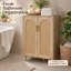 Armoire de rangement haute d'entrée avec portes doubles en rotin courbé - Bois massif et panneau de particules, buffet autoportant pour couloir / salon / chambre à coucher - bois massif