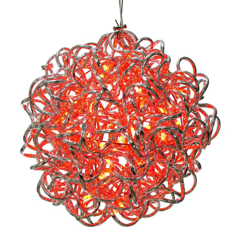 Latitude Run® 10" Spiral LED RGB Silver Aluminum Ball 80 Lights, 10" H x 10" W x 10" D, Silver