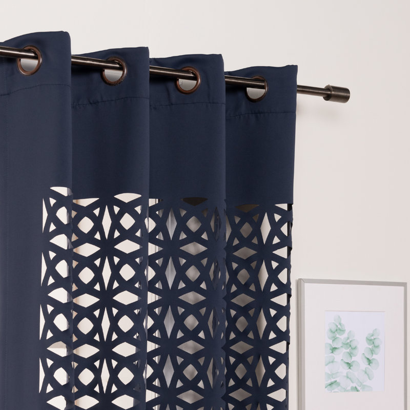 Paire de rideaux en polyester Aikeem, Marine