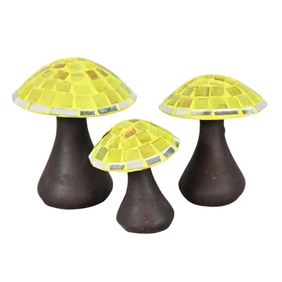 Mosaic Glass Mushroom Family