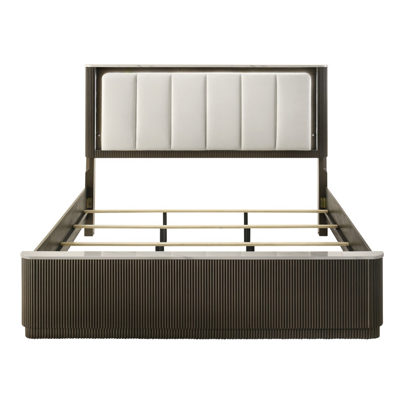 Tussilage Panel Bed With Led Headboard, King