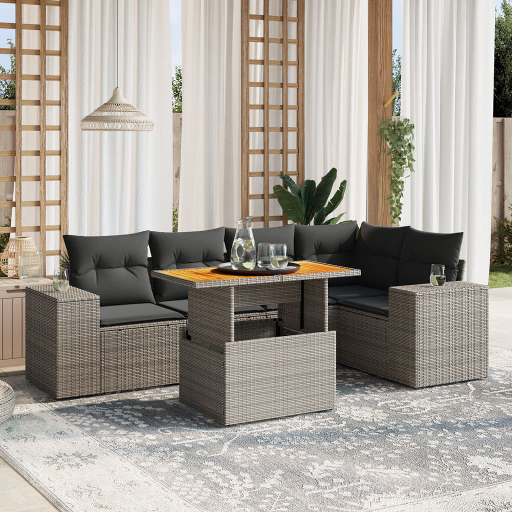 5-Sitzer Lounge-Set aus Polyrattan mit Polster