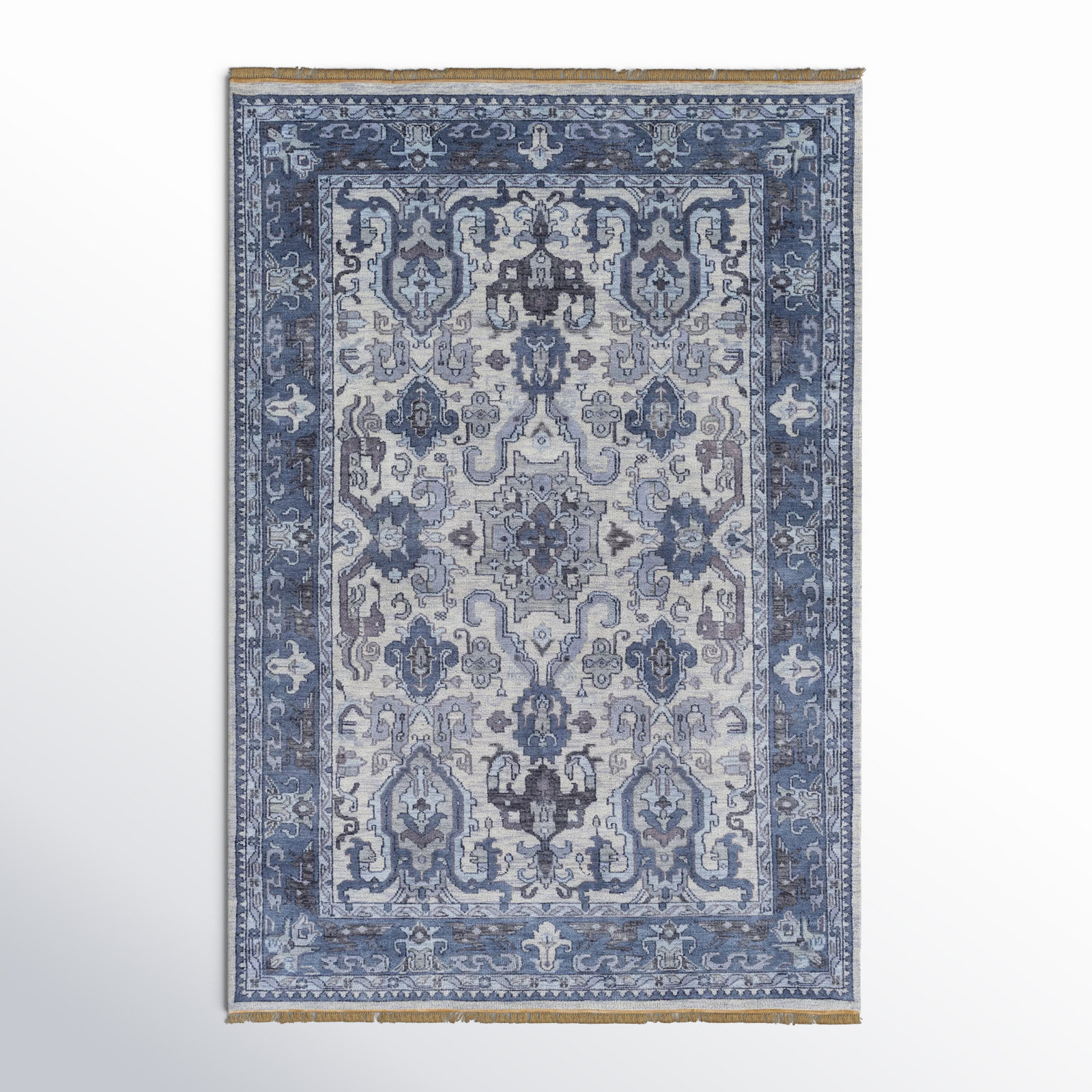 Mulane Navy Hand-Knotted Oriental Wool Rug, Rectangle 2' x 3'