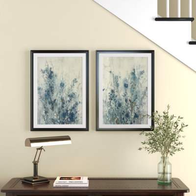UA CH Blue Spring I - Matted and Framed Under Acrylic Glass, Set of 2, Large Living Room Wall Art