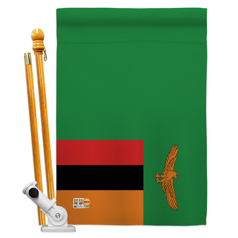 Drapeau de la nation zambienne, polyester décoratif vertical à 2 côtés 28 x 40 po Ensemble de drapeaux