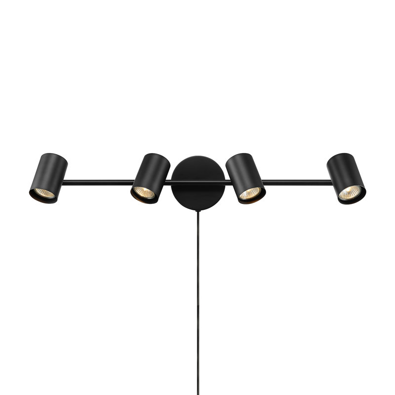 26 Inch 4-Light Matte Black Plug-In Track Lighting with Pivoting Track Heads