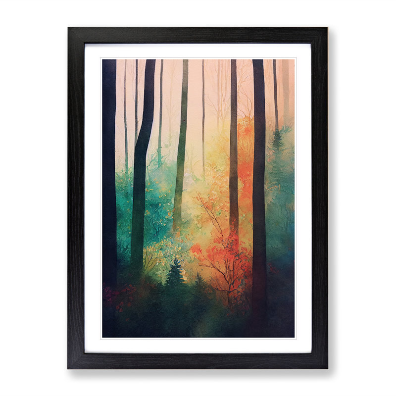Forest No.1 - Single Picture Frame Painting, 46cm H x 34cm W x 2cm D, Black Framed