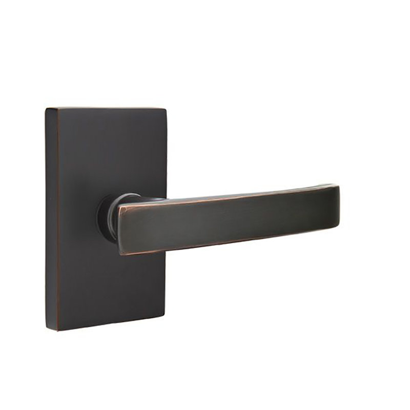 Levier de porte avec rosette Geneva, Gauche, Bronze huilé