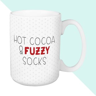 Red Speckled aluminum coffee Mug hot cocoa & fuzzy socks saying