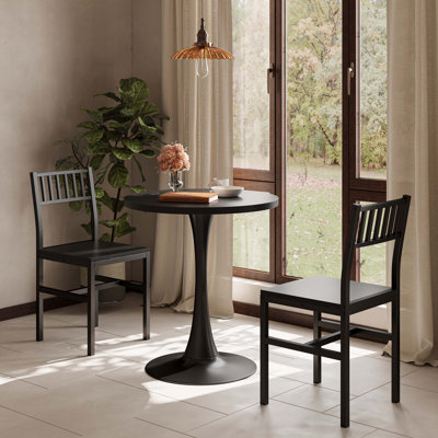 3-Piece Round Dining Table Set, Industrial Style Small Kitchen Table And Chairs For 2