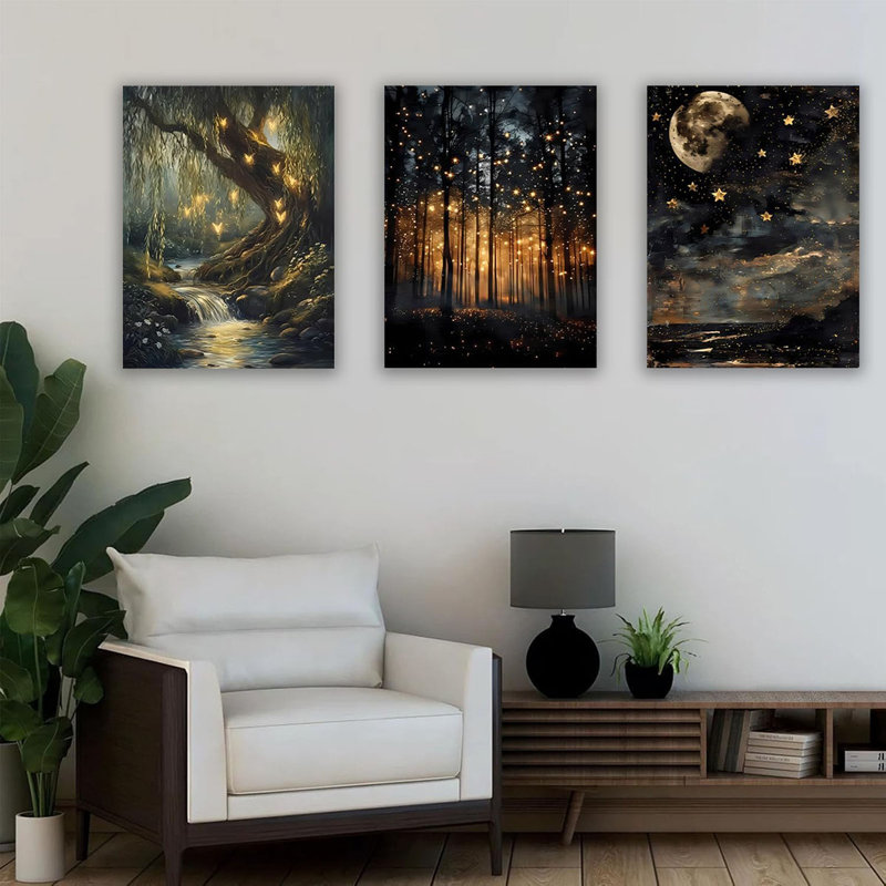 3 Piece Wrapped Canvas Print, 40 cm H x 90 cm W